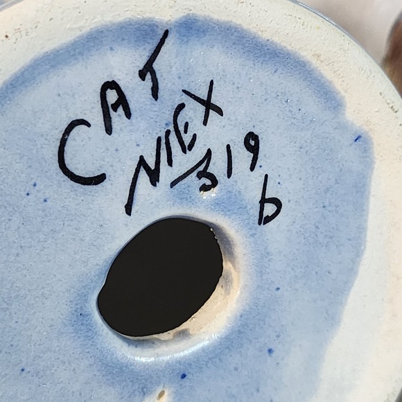 Set of 2 Vintage Tonala Ceramic Pottery Angel Candle Stick Holders Mexico 9" - Picture 9 of 10